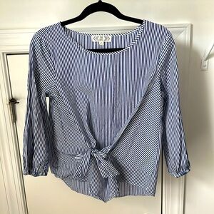 Navy stripe cotton blouse. Size M.